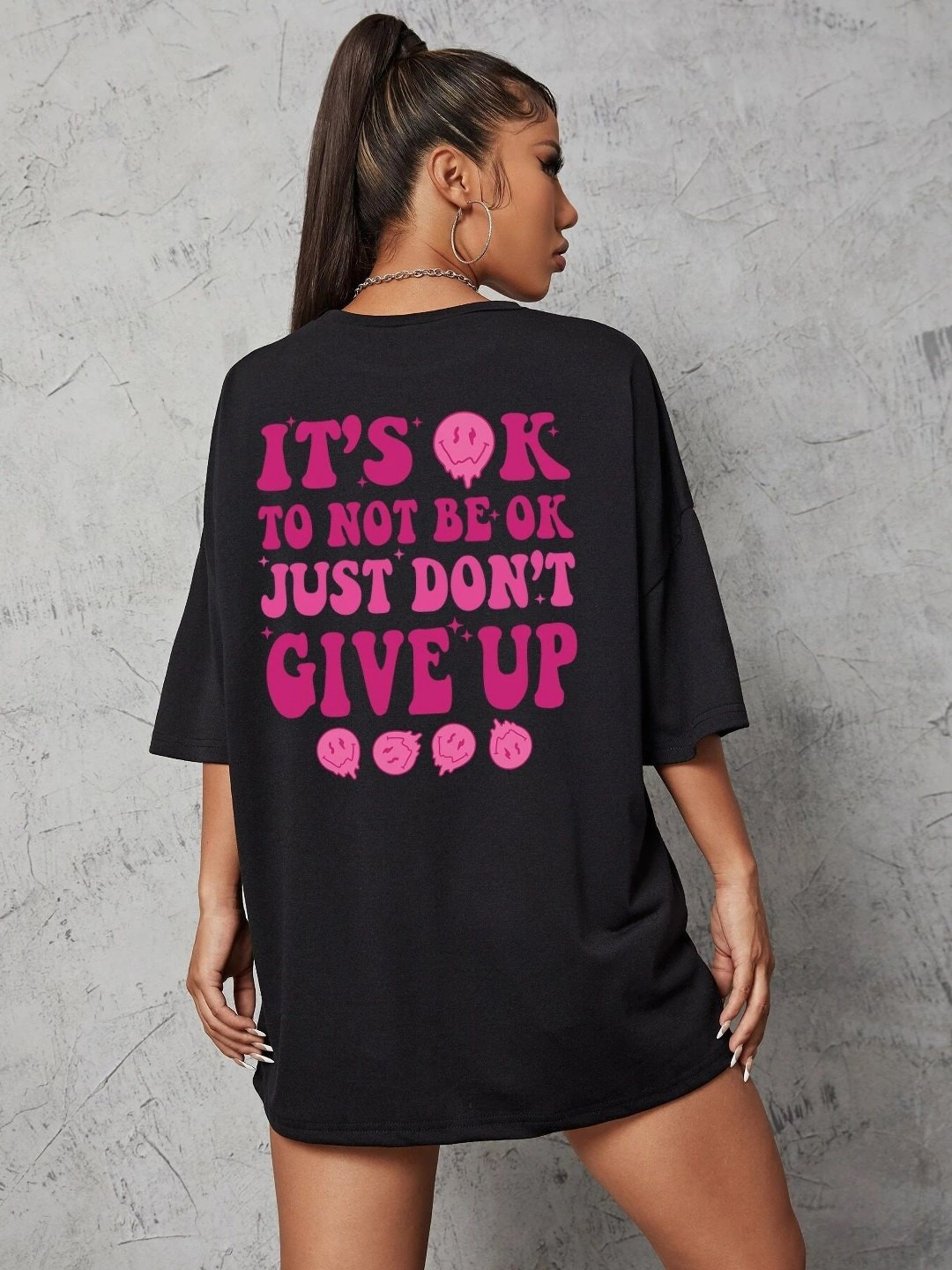 SZN Graphic Printed Oversized T-shirt with Motivational Typography