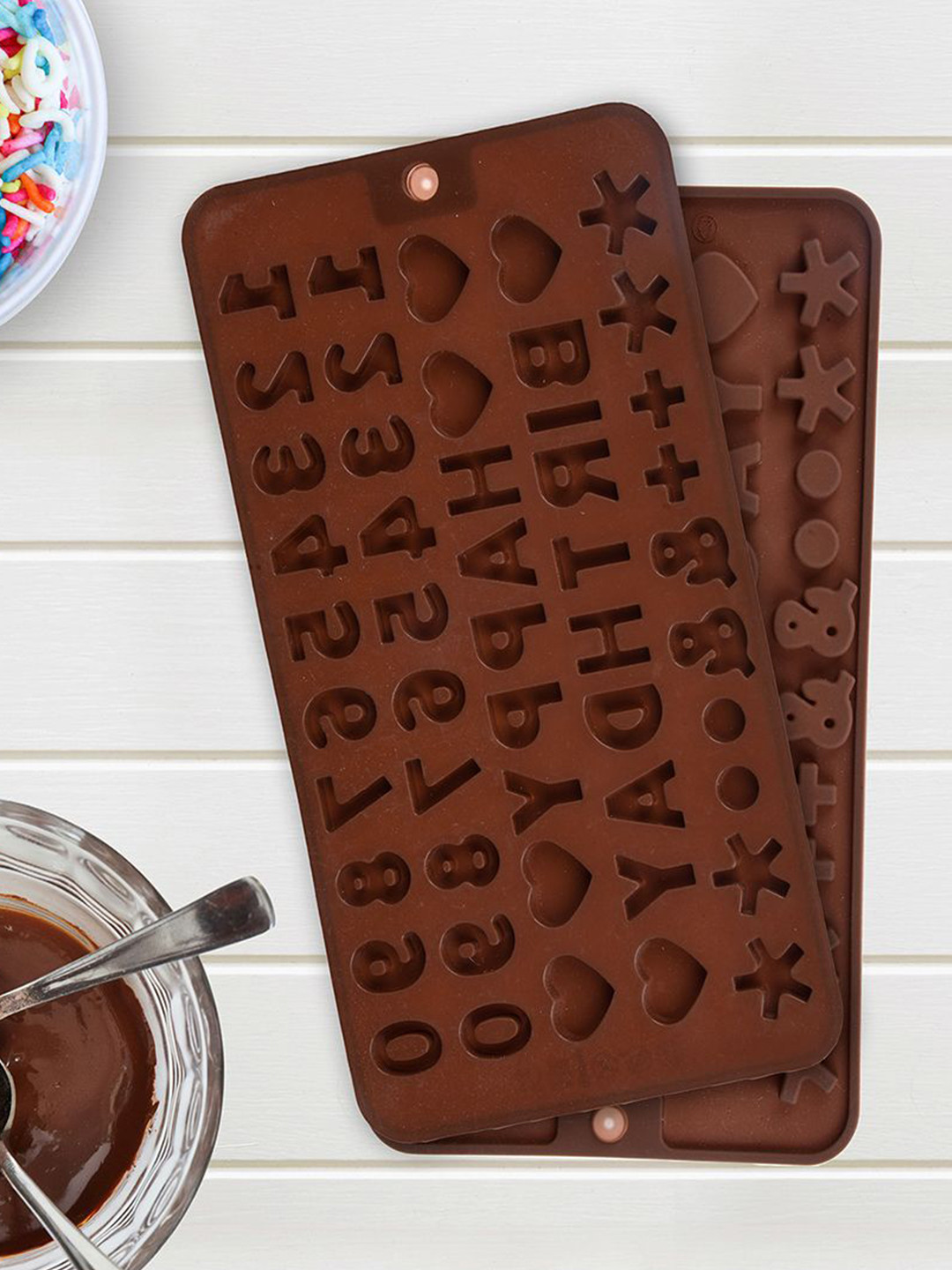 Kuber Industries Brown 2 Pieces Cookies Chocolate Mould Cake Tray