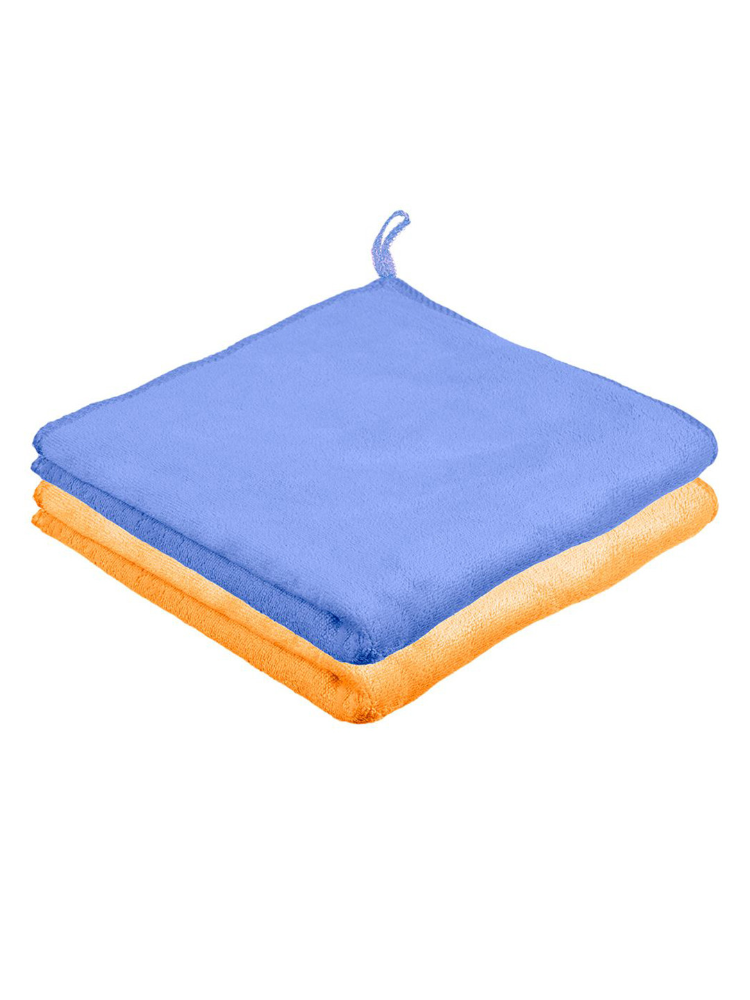 Kuber Industries Pack Of 2 Blue 350 GSM Microfiber Cleaning Cloth with Hanging Loop
