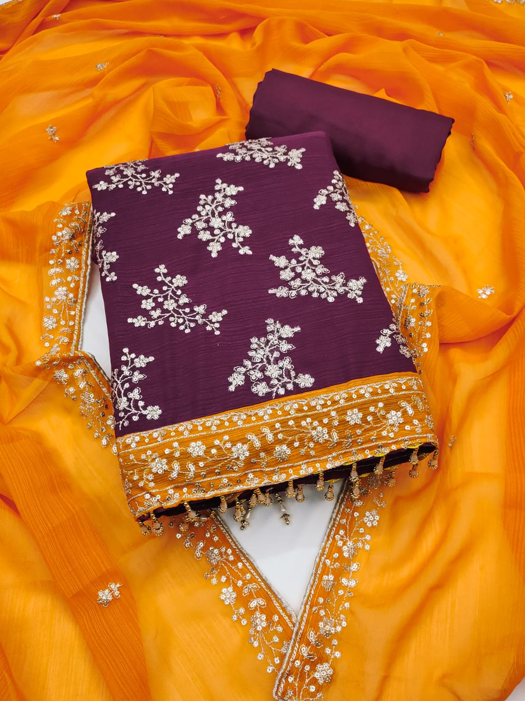 SWARNGANGA TEX Embroidered Unstitched Dress Material