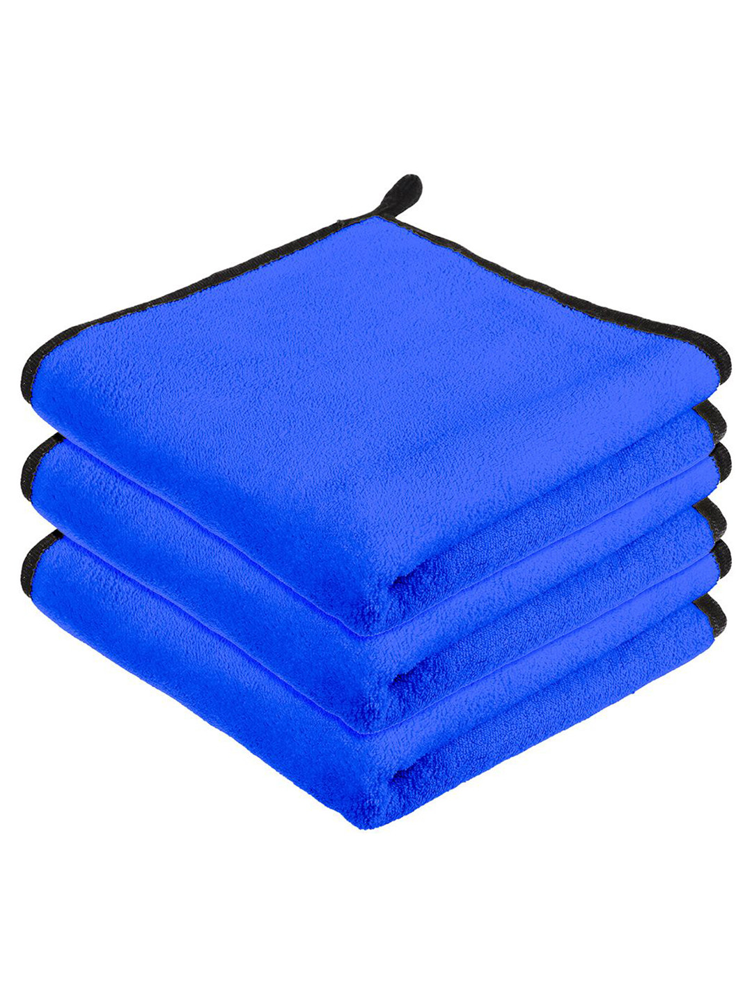 Kuber Industries Pack Of 3 Blue 400 GSM Microfiber Cleaning Cloth With Hanging Loop