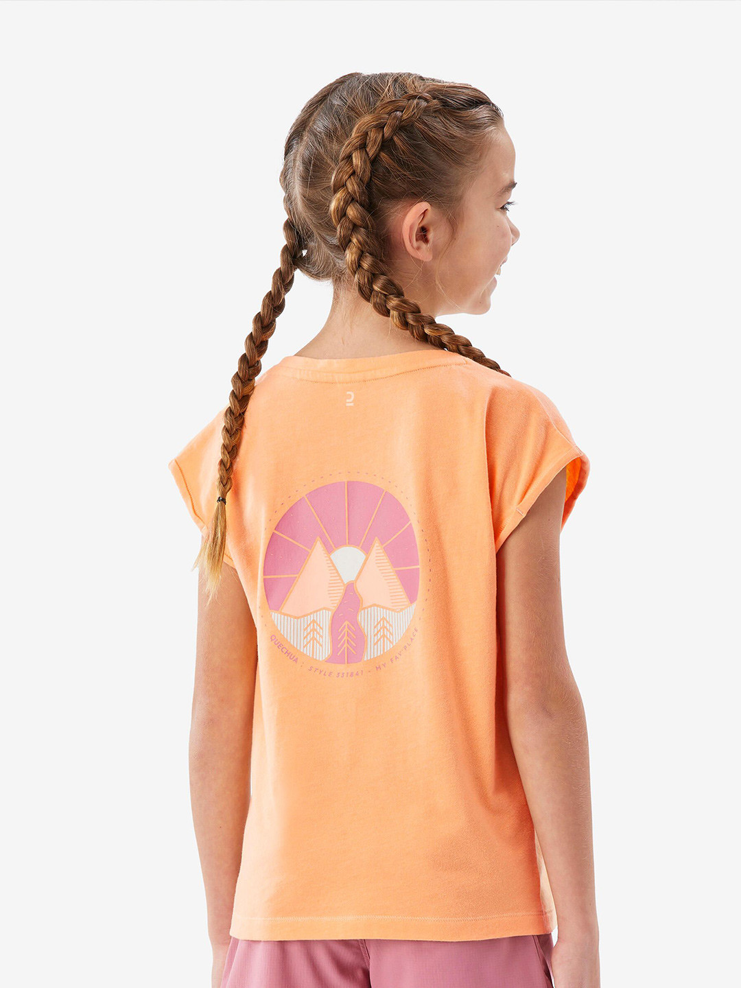 Decathlon QUECHUA - Kids Hiking T-Shirt, 7-15 Years, Nh100 - Orange
