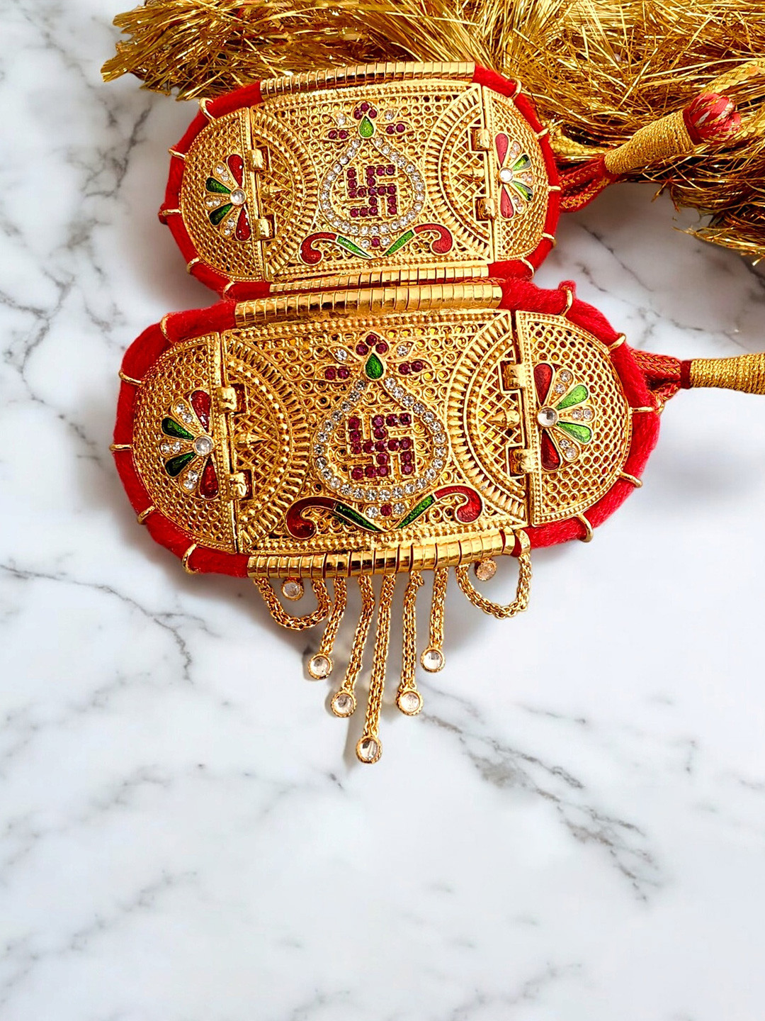 RAJASTHANI GAHANA Gold-Plated Crystals Studded Armlet Bracelet
