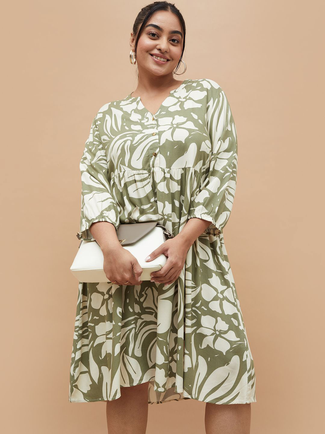 Nexus by Lifestyle Plus Size Tropical Printed A-Line Mini Dress