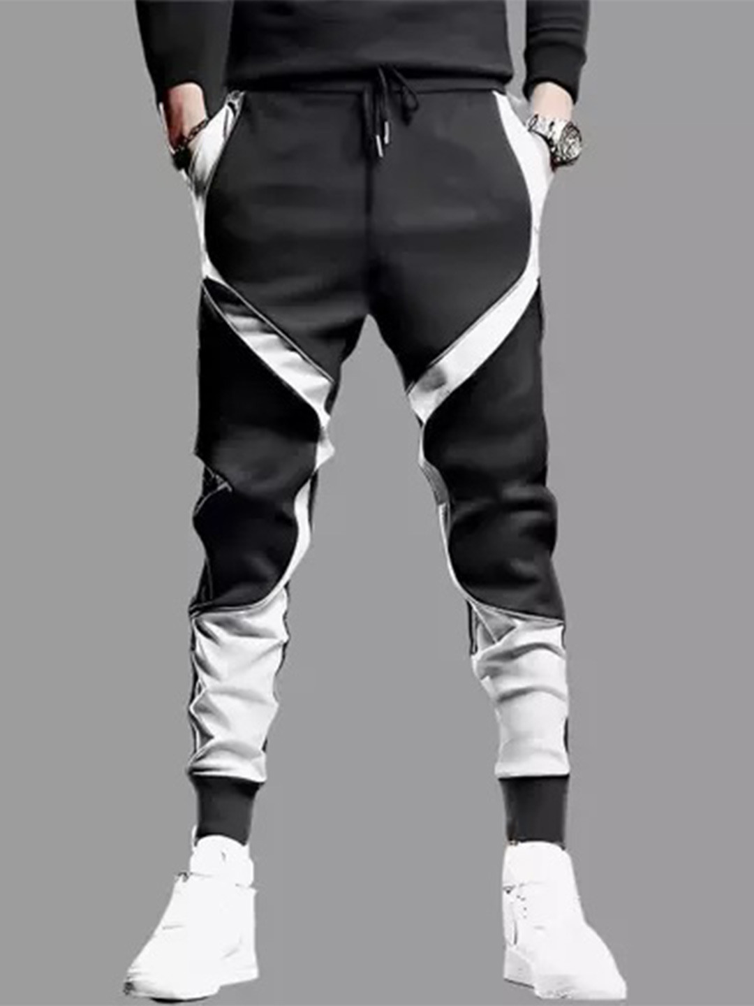 RusticBlooms Men Colourblocked Mid Rise Joggers