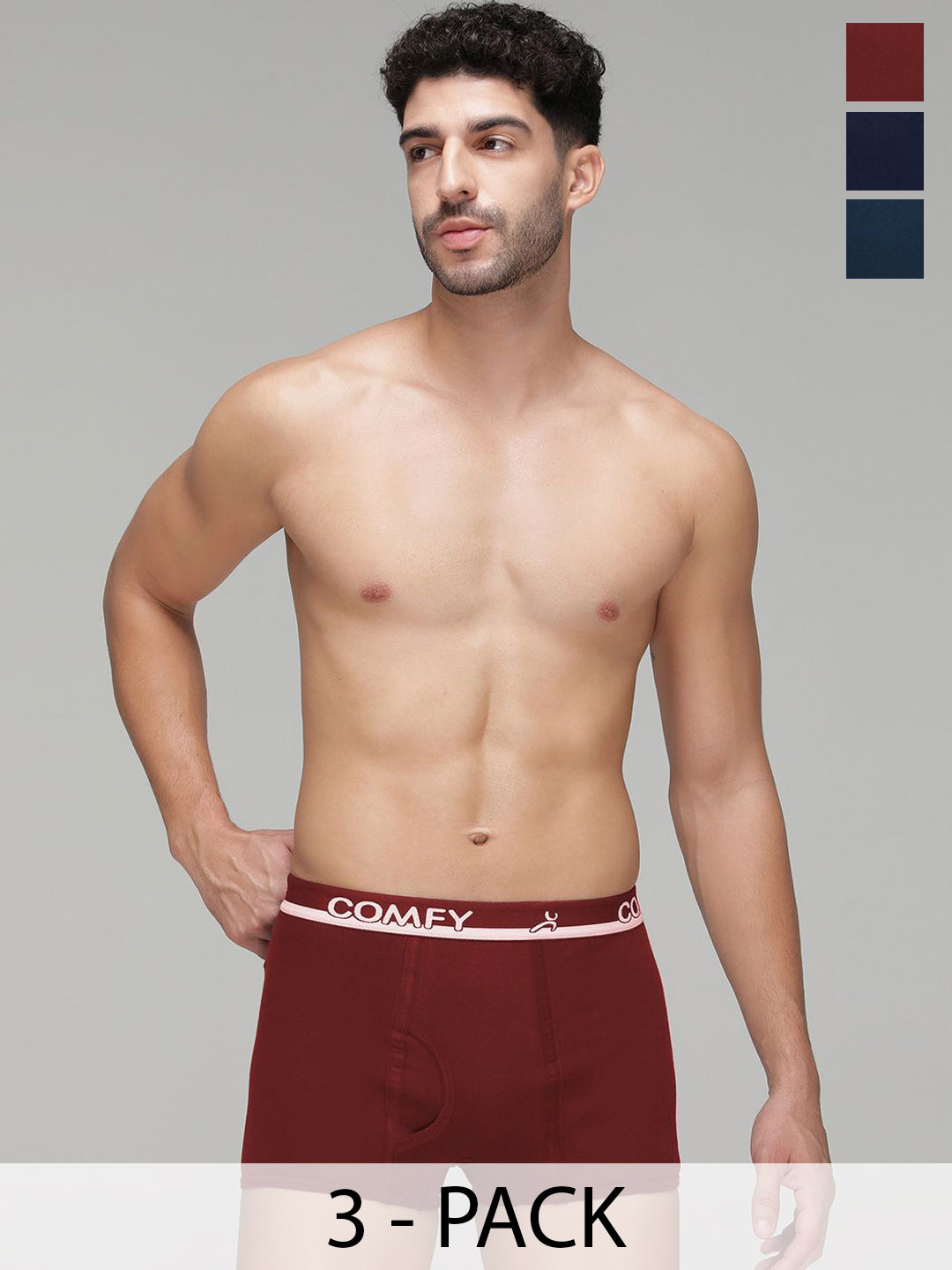 AMUL COMFY Pack Of 3 Pure Cotton Mini Trunks - AC-MTROE-NY-AF-MA-XS-3PC