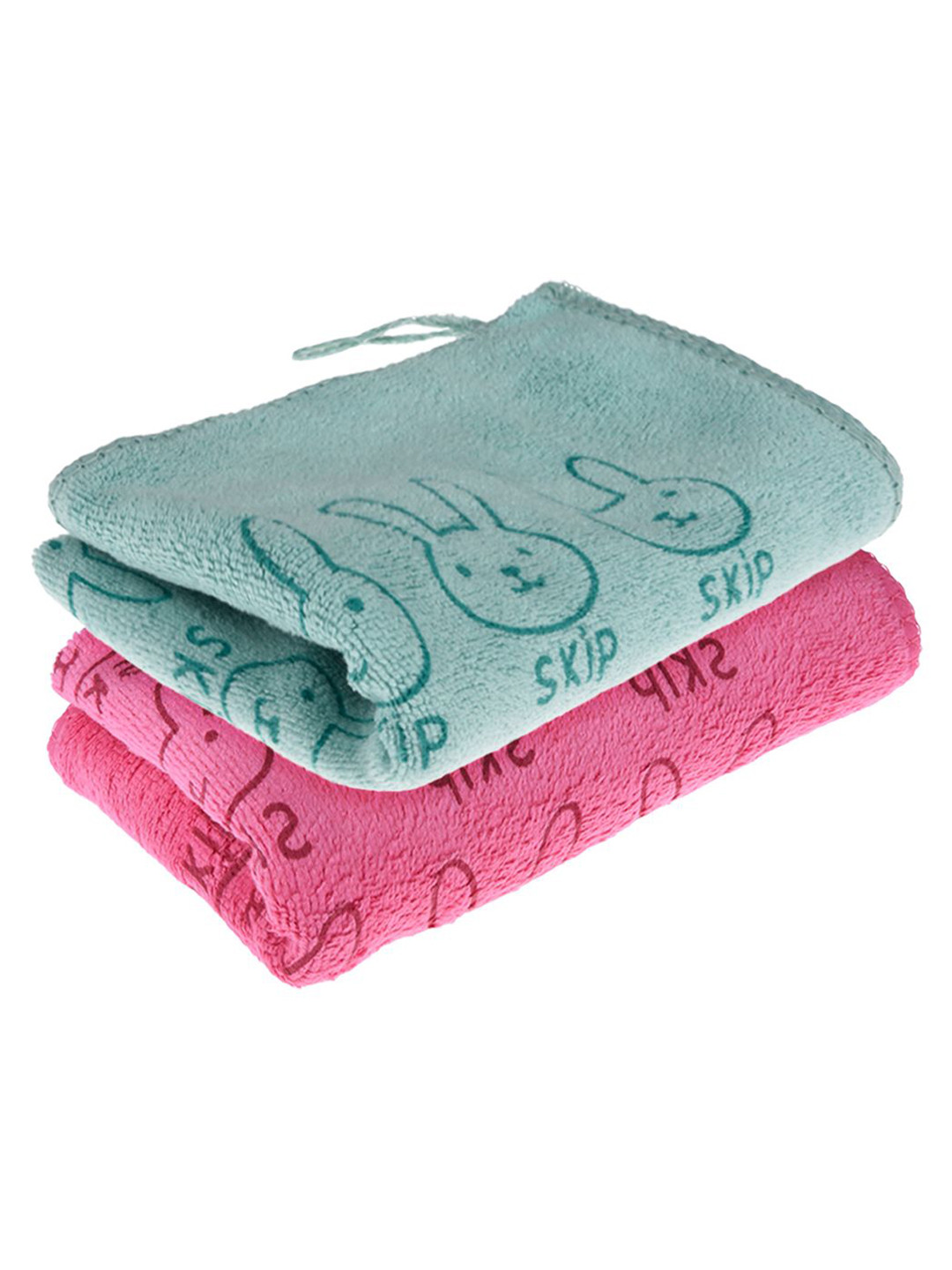 Kuber Industries Pack Of 2 Green & Pink Reusable Skip Printed Microfiber Cleaning Cloth