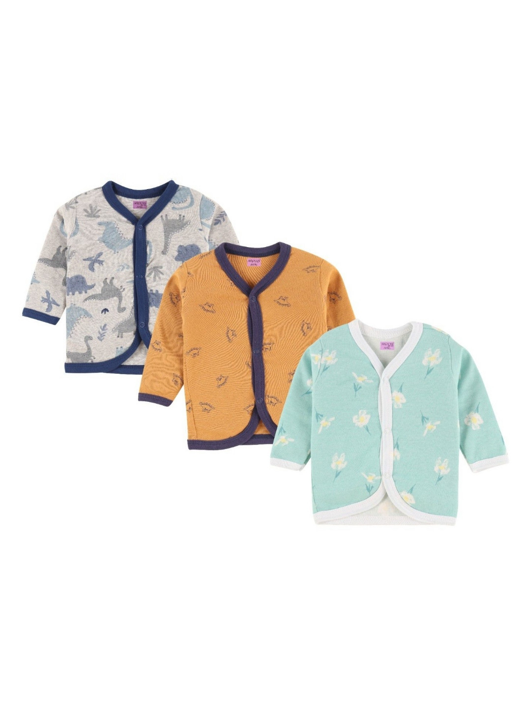 MEGNAM Kids Floral 3 Printed V-Neck Pockets T-shirt