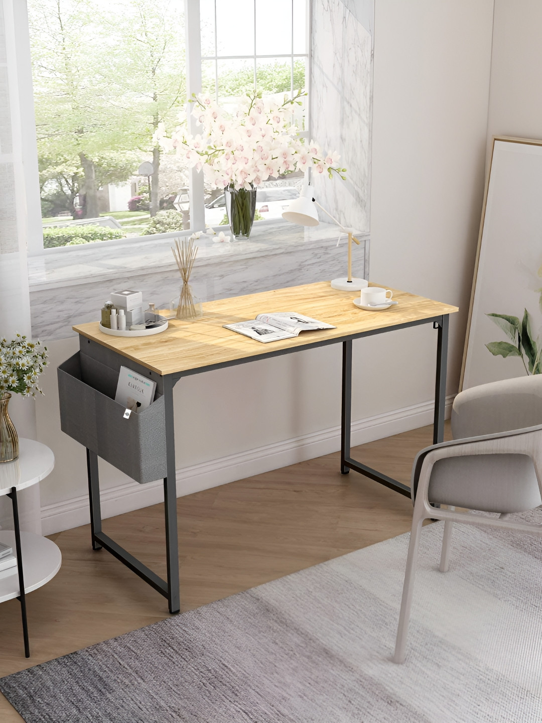 ARLAVYA Brown and Grey Wooden Laptop Table