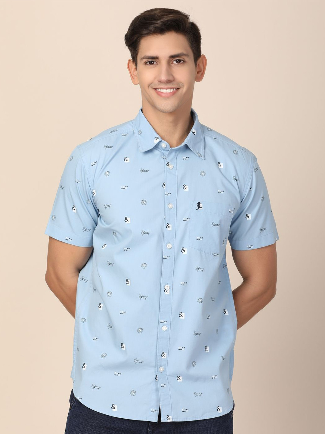 MERCHANT MARINE Men Standard Slim Fit Sheer Printed Casual Shirt