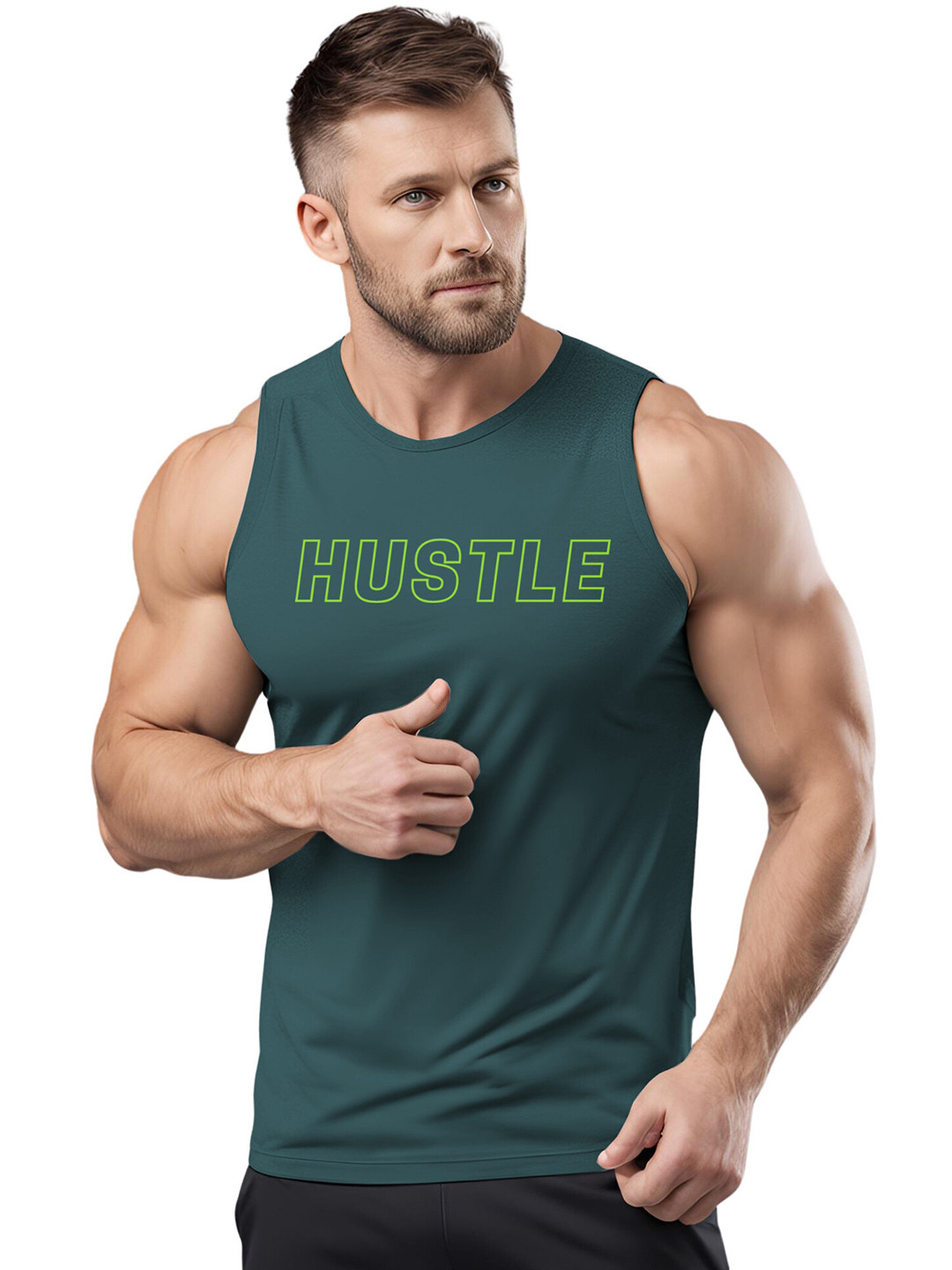 3 Colors Printed Round Neck Gym Vest