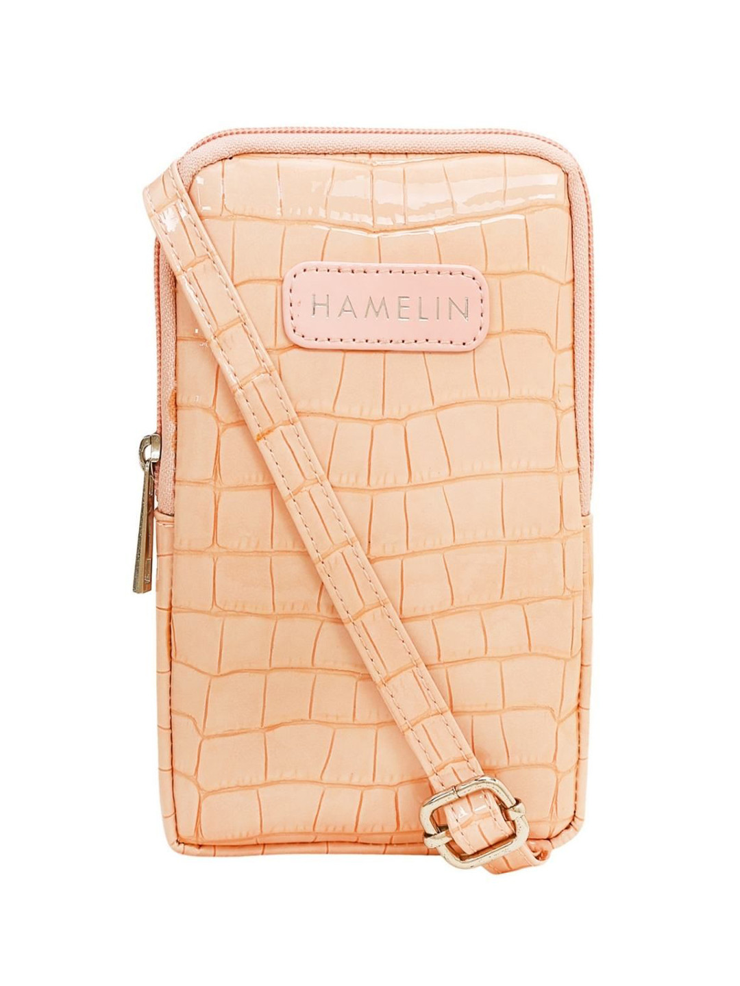 Hamelin Women Soft Pink Crossbody Zipped Mobile Sling Bag
