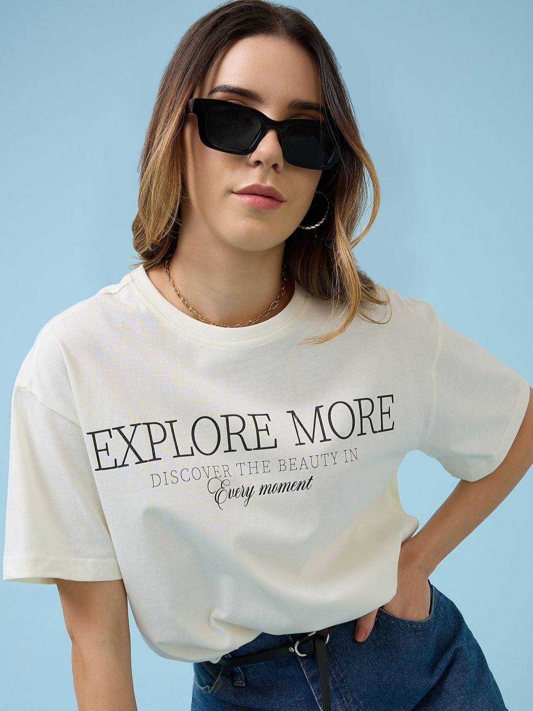 Mast & Harbour Women Printed Oversized T-shirt
