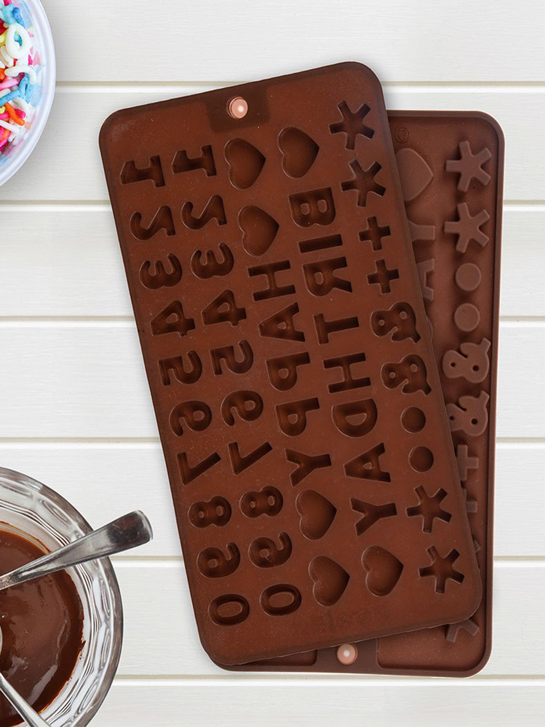 Kuber Industries Brown 3 Pieces Cookies Chocolate Mould Cake Trays