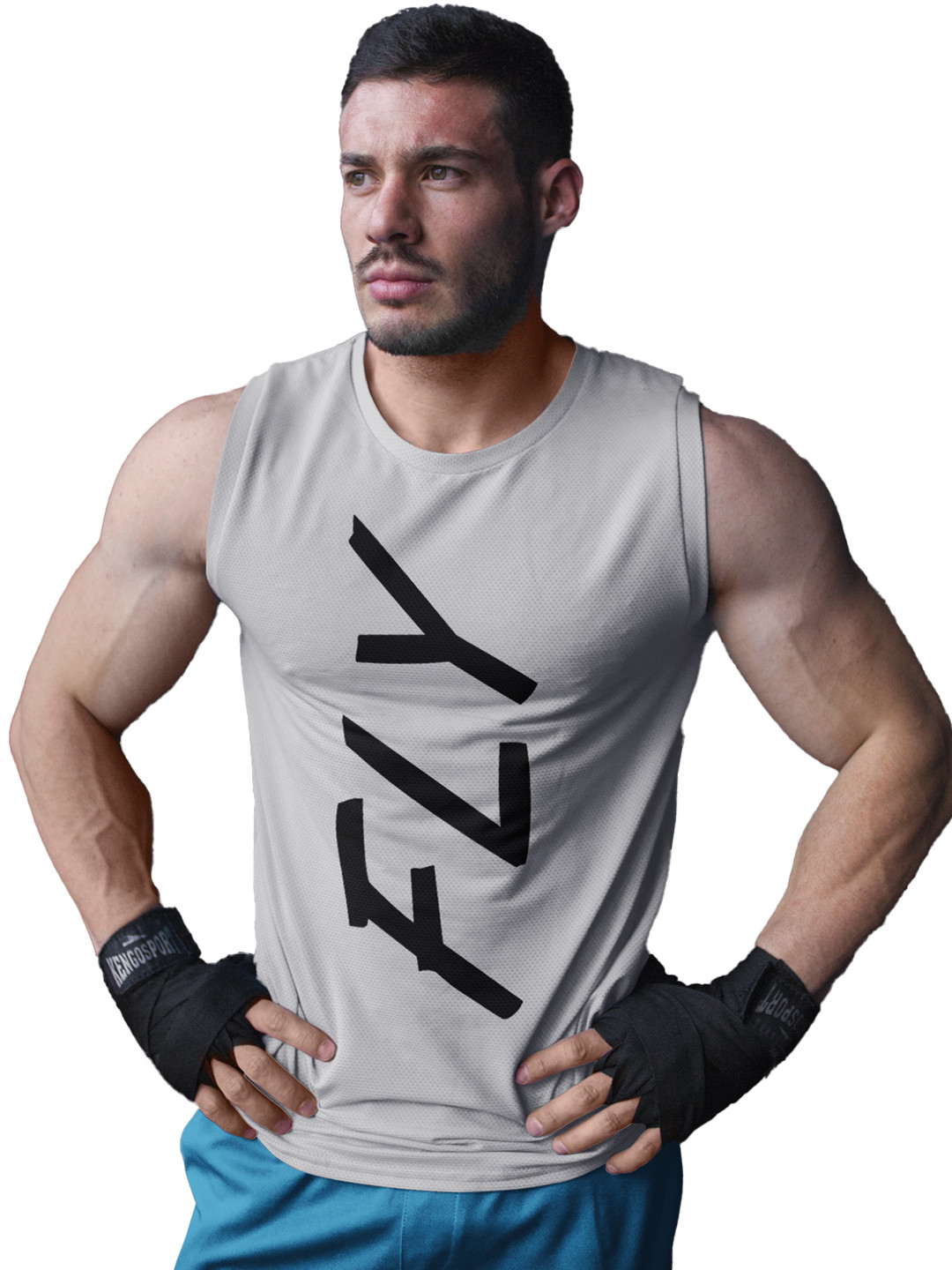 3Colors Printed Round Neck Gym VEST-CCUT-FLY-GREY_M