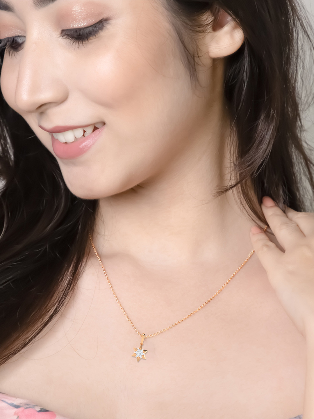 WHP JEWELLERS Women Rose Gold Rosy Delight 18 KT Pendant-0.68gm