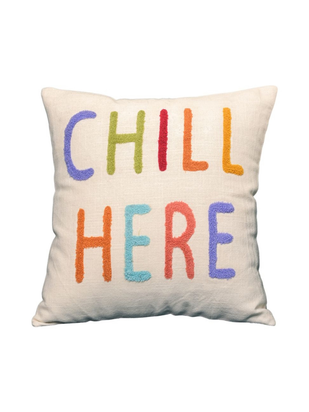 ABSTRACT INDIA White and Green Embroidered Cotton Square Cushion Cover
