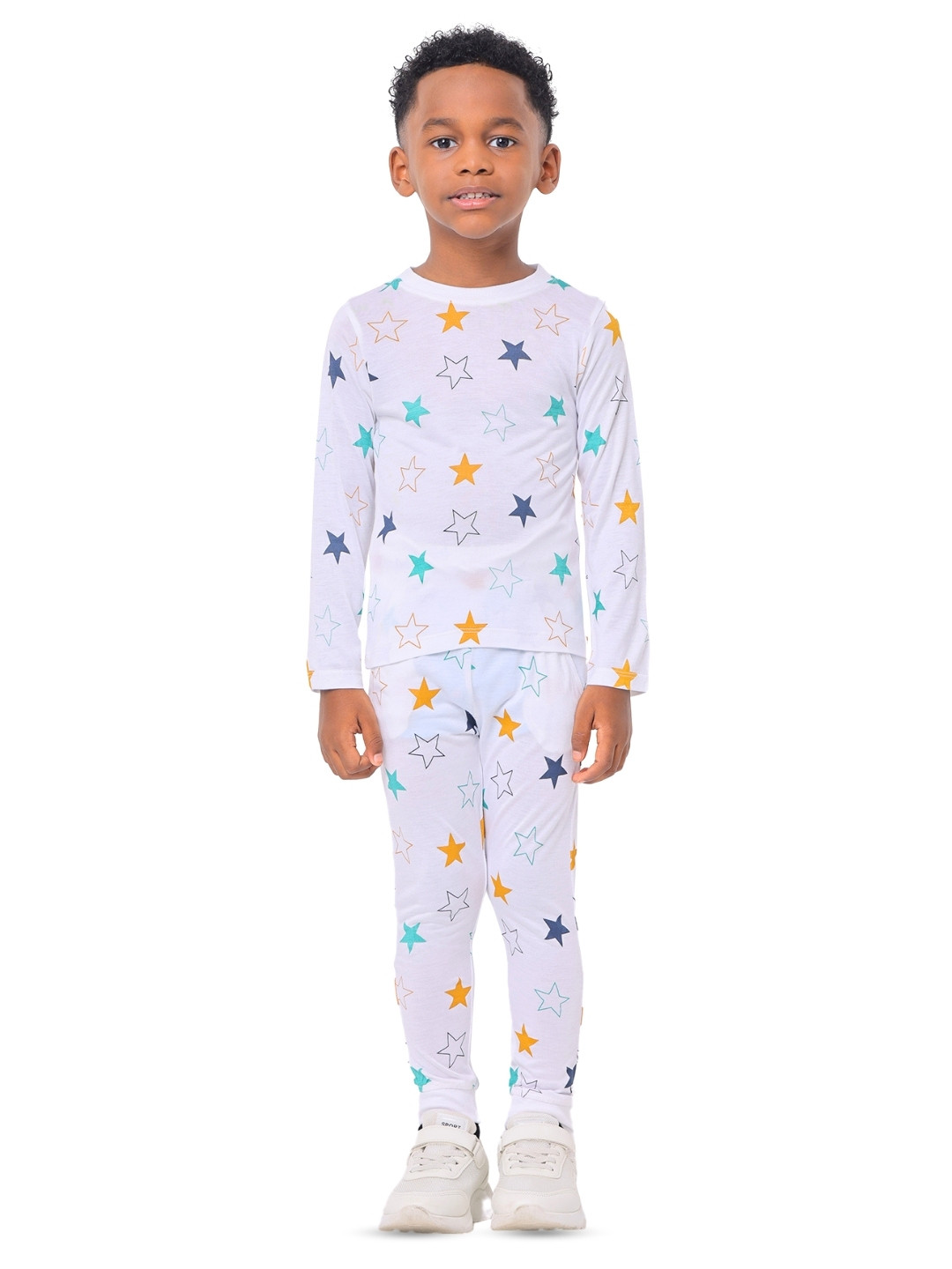 Nuego Kids Boys All Over Print Cotton Blend T-Shirt with Pants Night Suit