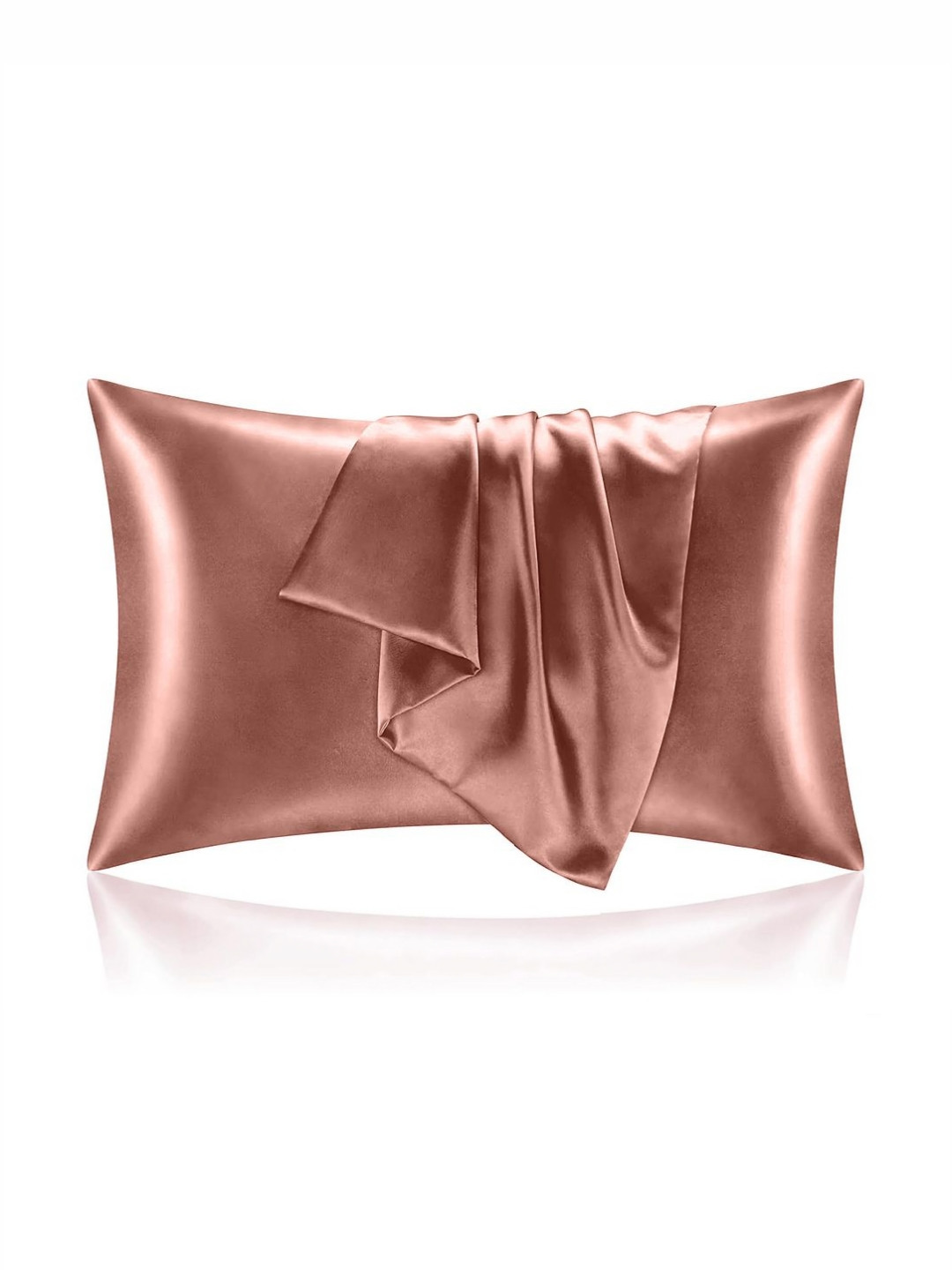 Aura Copper-Toned 4 Pieces Solid Pure Silk Round Pillow Covers