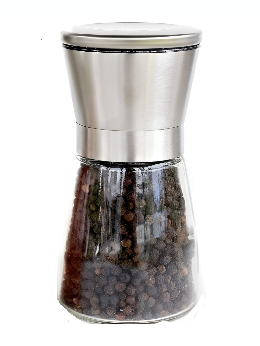 Baskety Transparent & Silver Toned Stainless Steel Pepper Mill Grinder Shaker