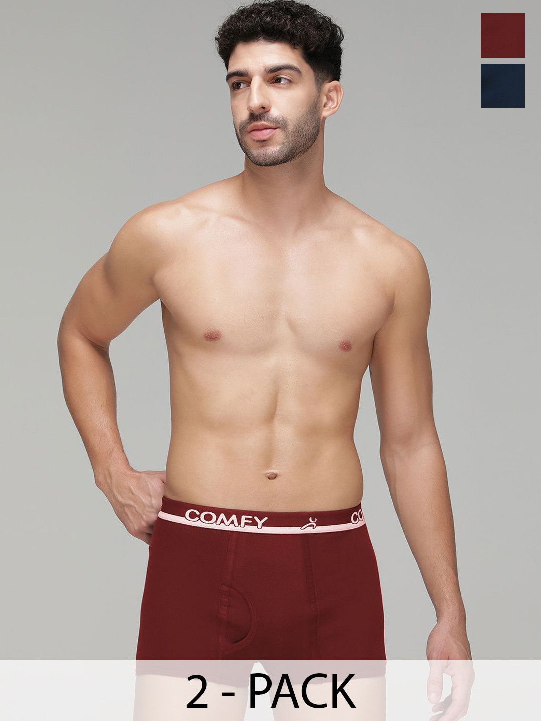 AMUL COMFY Pack Of 2 Pure Cotton Mini Trunks - AC-MTROE-AF-MA-XS-2PC