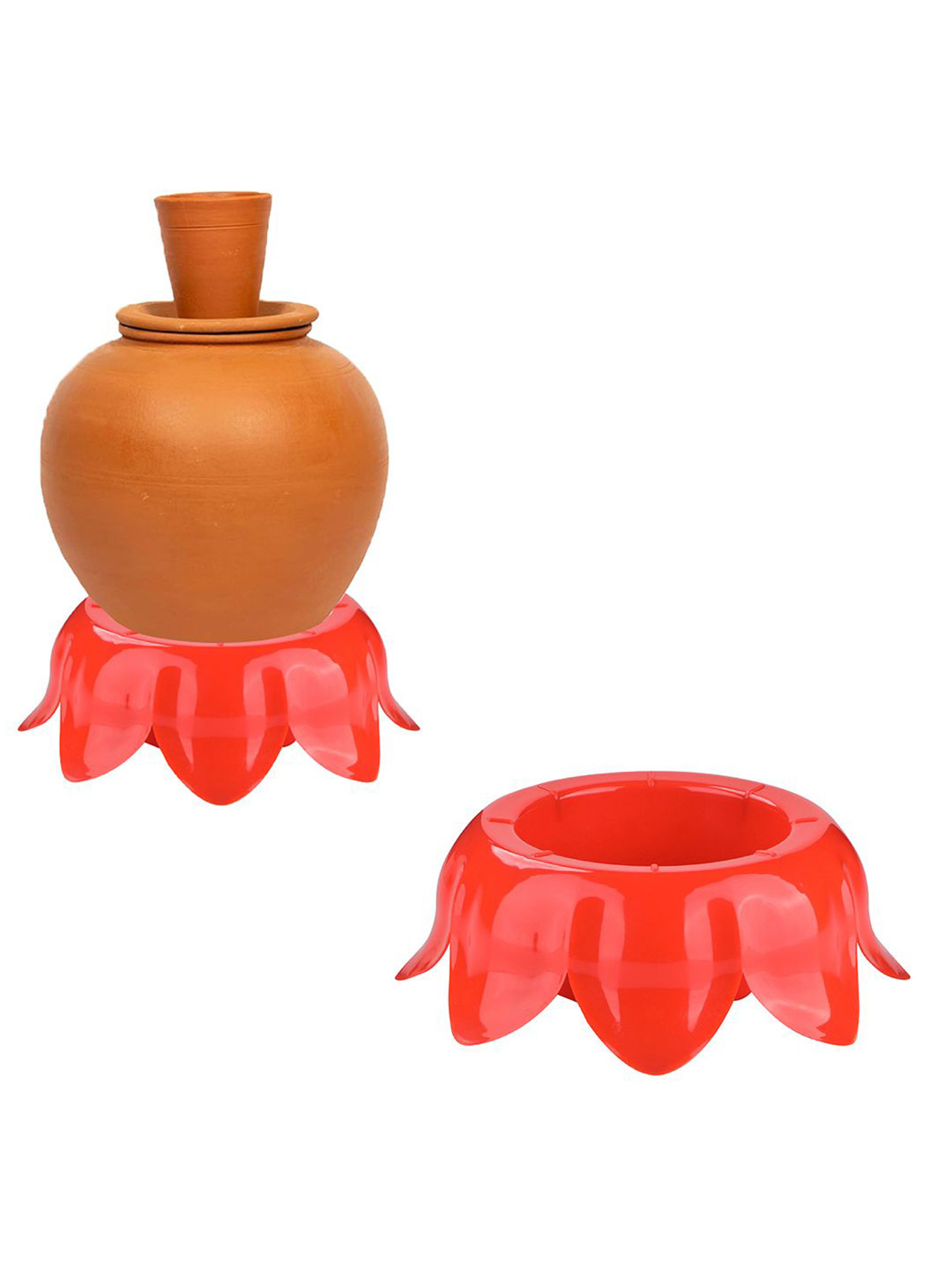 Kuber Industries Red 2 Pieces Water Pot Royal Matka Stands