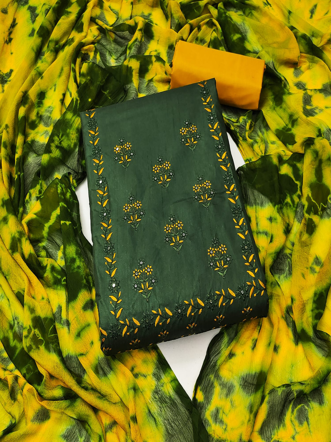 Rangtulika Ethnics Floral Embroidered Coco Silk Unstitched Dress Material