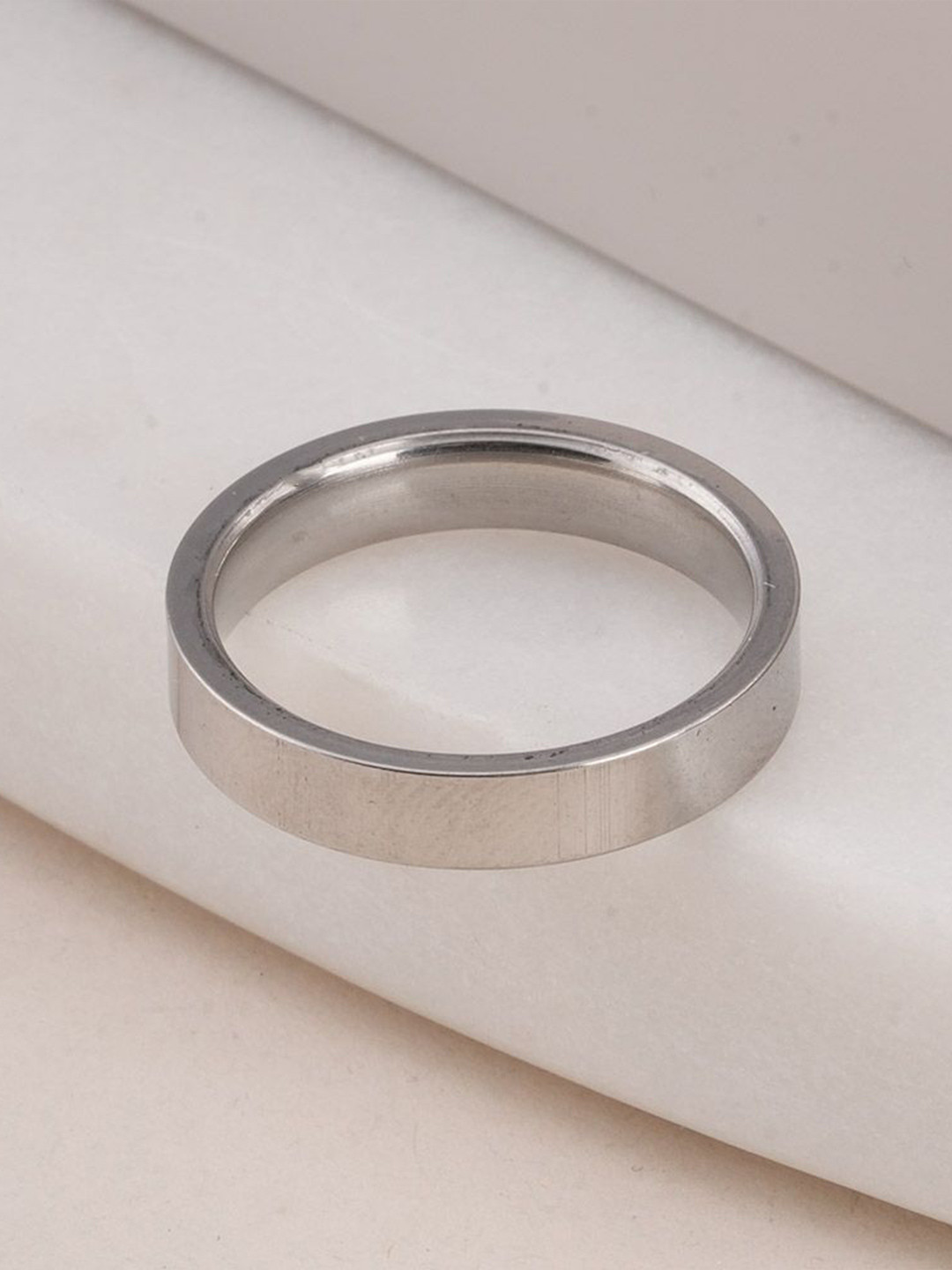 PALMONAS Stainless Steel Vintage Silver Band Ring For Men Waterproof & Anti-Tarnish