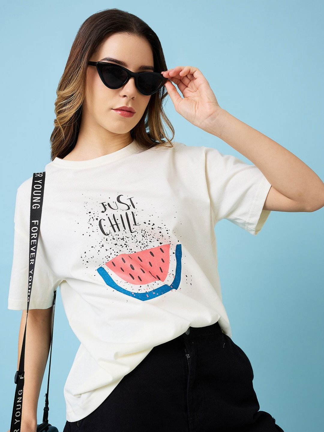 Mast & Harbour Women Printed Oversized T-shirt
