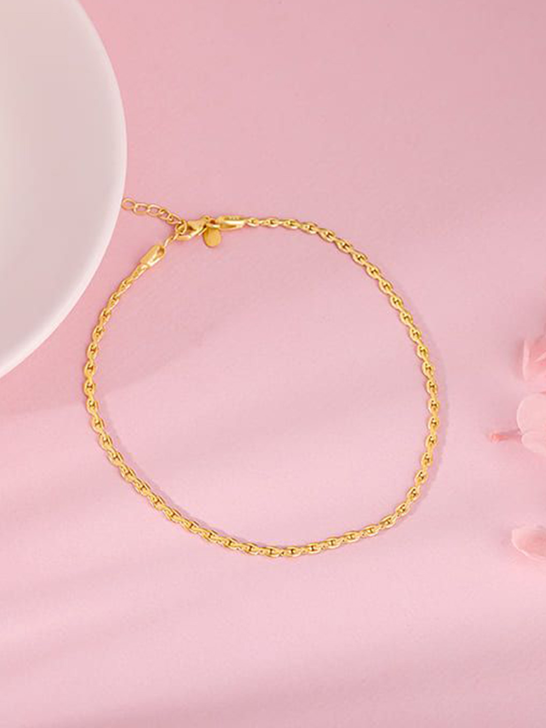 GIVA 925 Silver Gold-Plated Step Up  Anklet