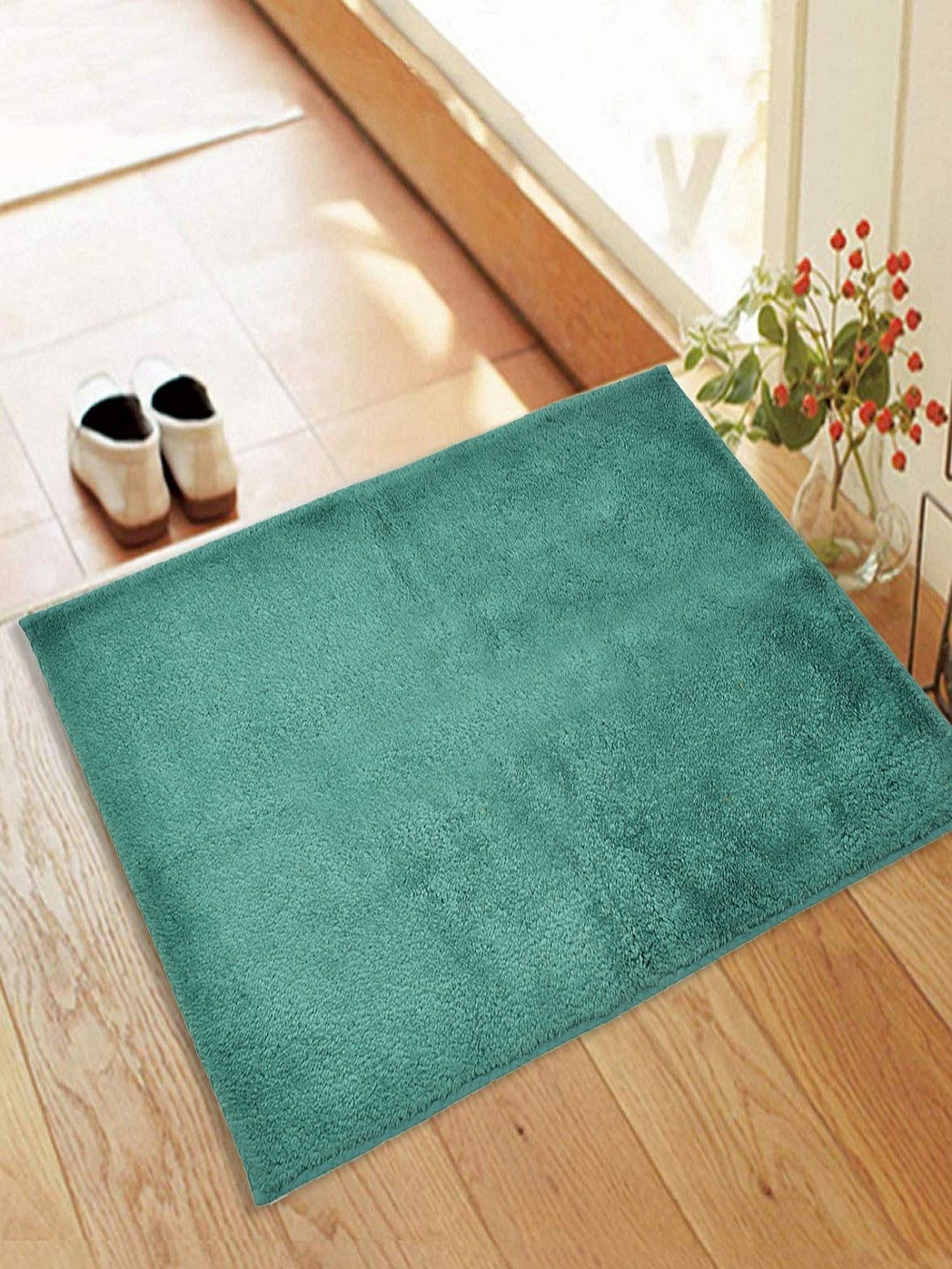 Myntra Elegant Homes Green Anti Skid Bath Rug