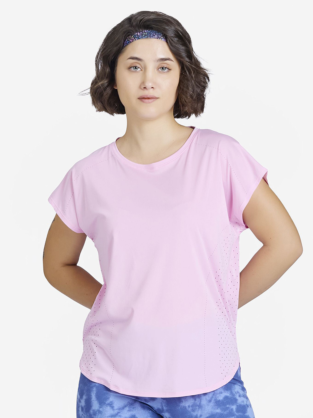 Decathlon DOMYOS - Womens Crew Neck Pink Loose Fit T-Shirt