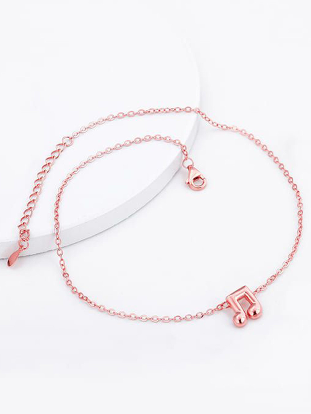 GIVA 925 Silver Rose Gold-Plated Musical Note Anklets