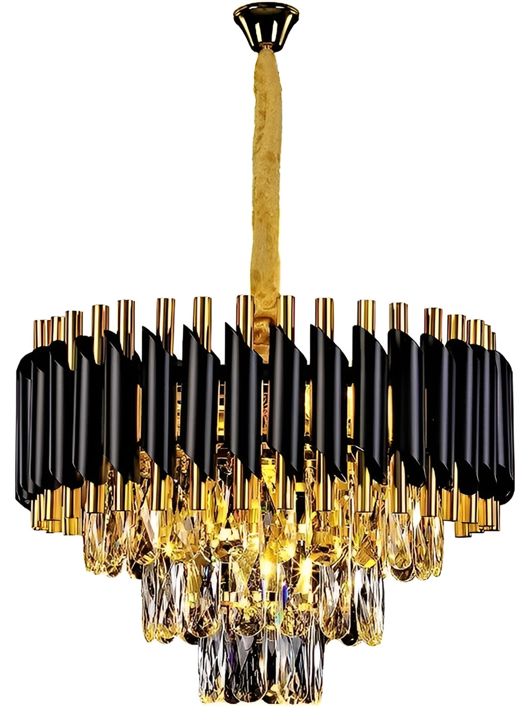 Baslash Black & Gold-Toned Textured Quirky Ceiling Lamp