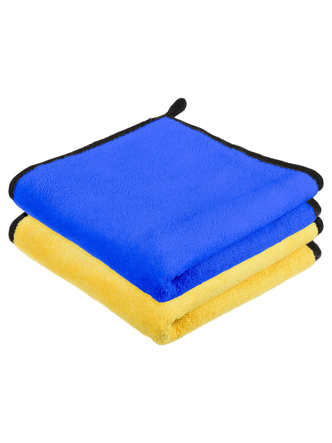 Kuber Industries Pack Of 2 Blue 400 GSM Microfiber Cleaning Cloth With Hanging Loop