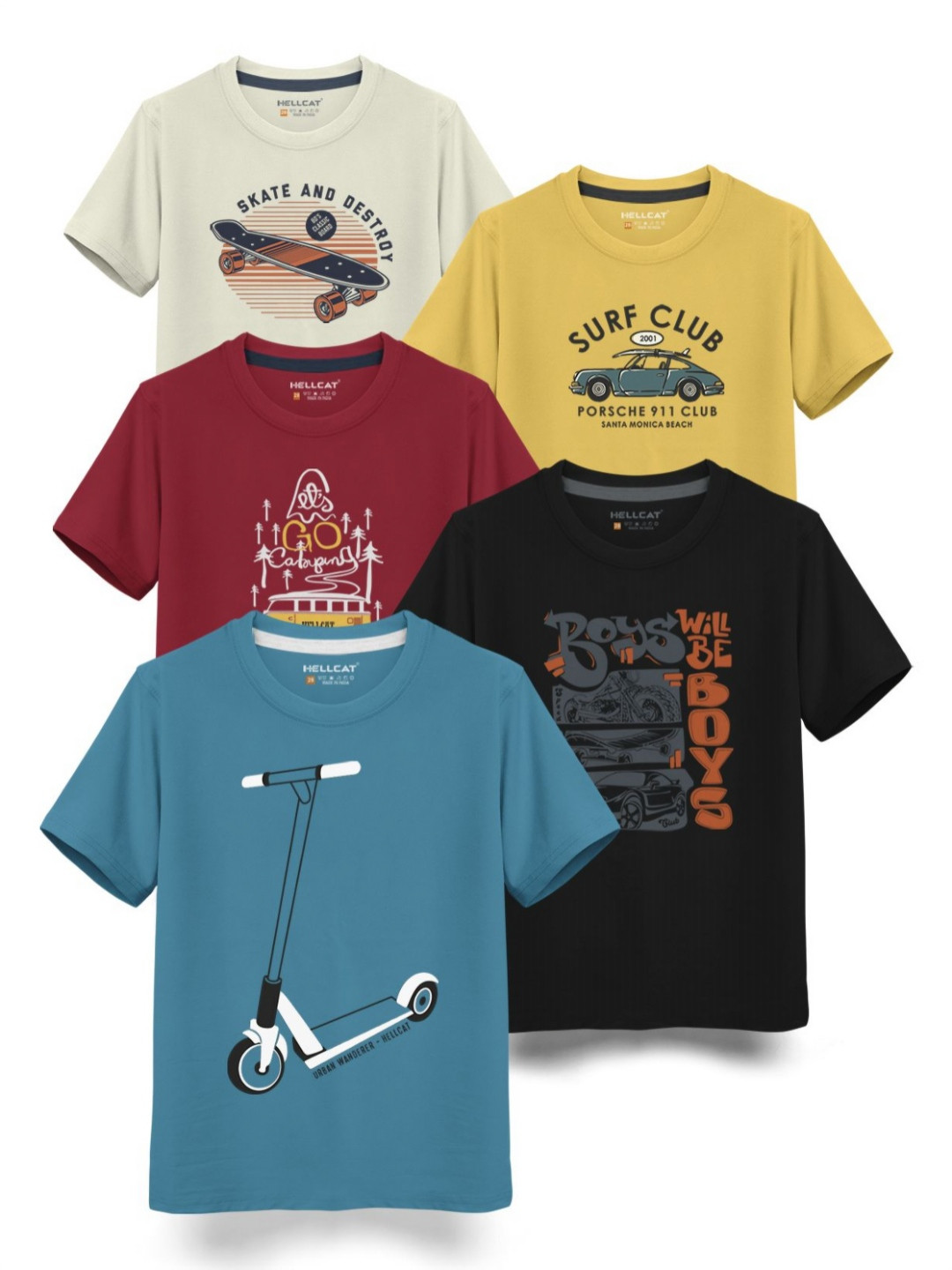 HELLCAT Boys Typography 5 Printed T-shirt