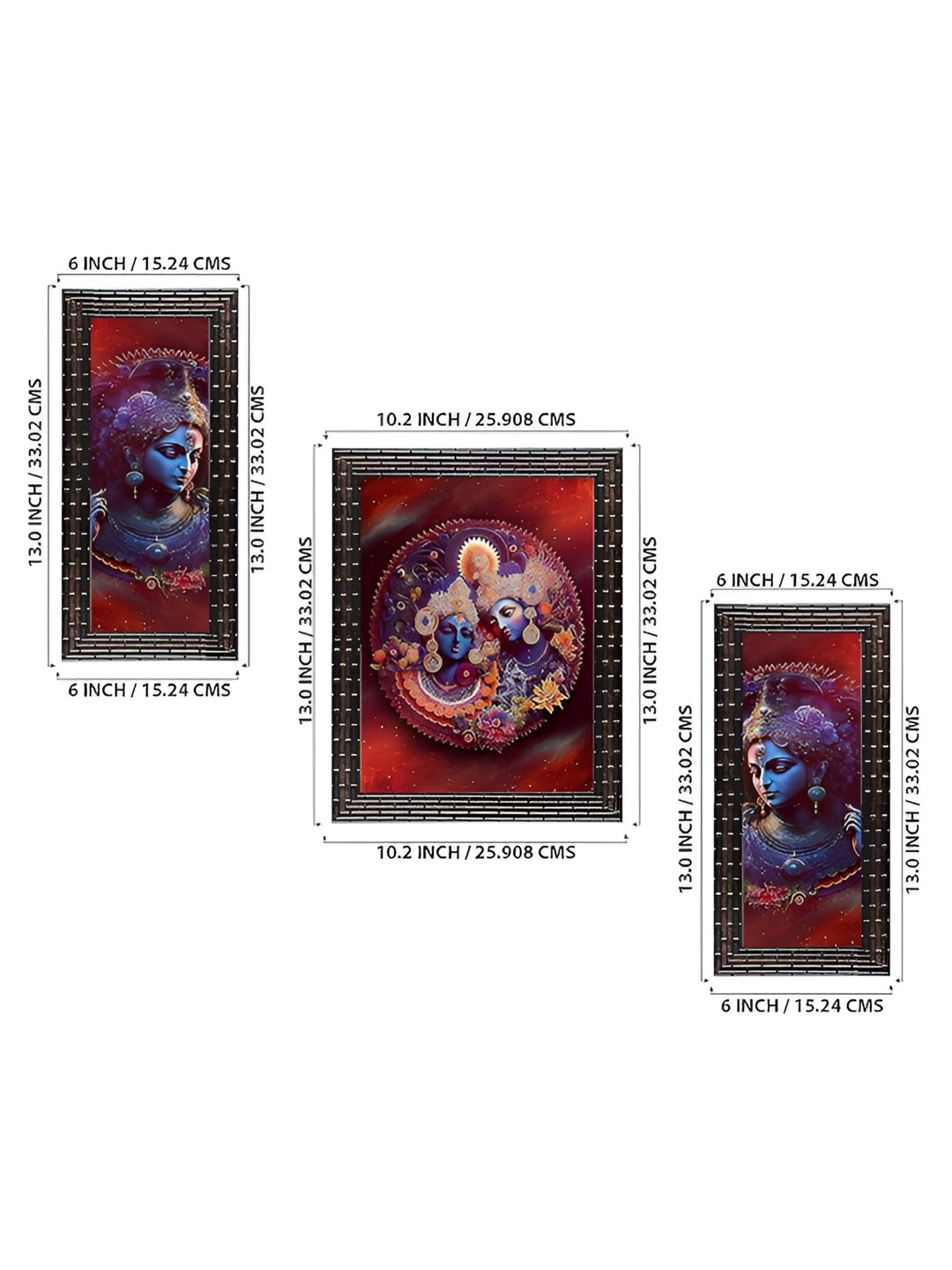 Indianara Maroon & Purple 3 Piece Canvas Religious Wall Paintings