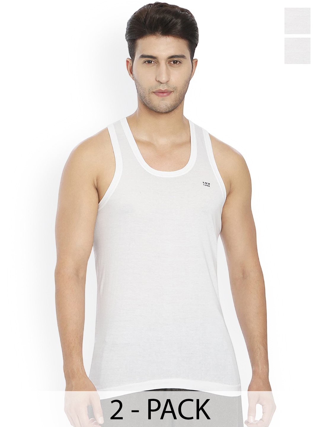 Lux Cozi store Pack Of 2 Gym Vests LUX_005_2J_COZI_FINE_VEST_RN_WHITE_75