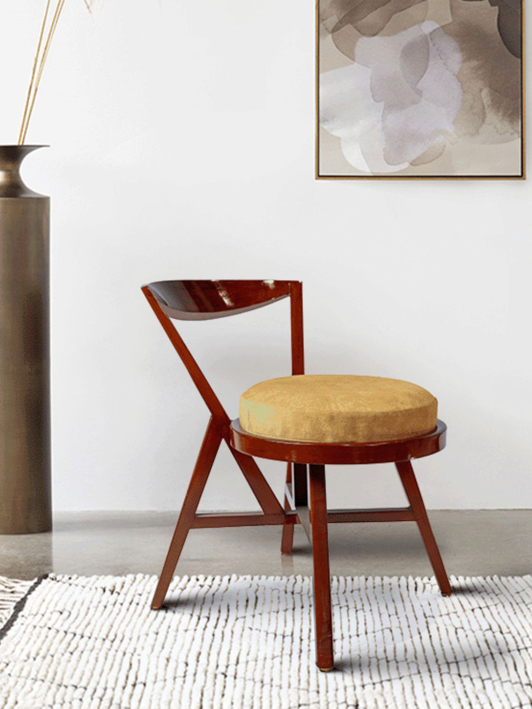 Sujan Carnival Funiture Brown Teak Wood Round Lounge Chair