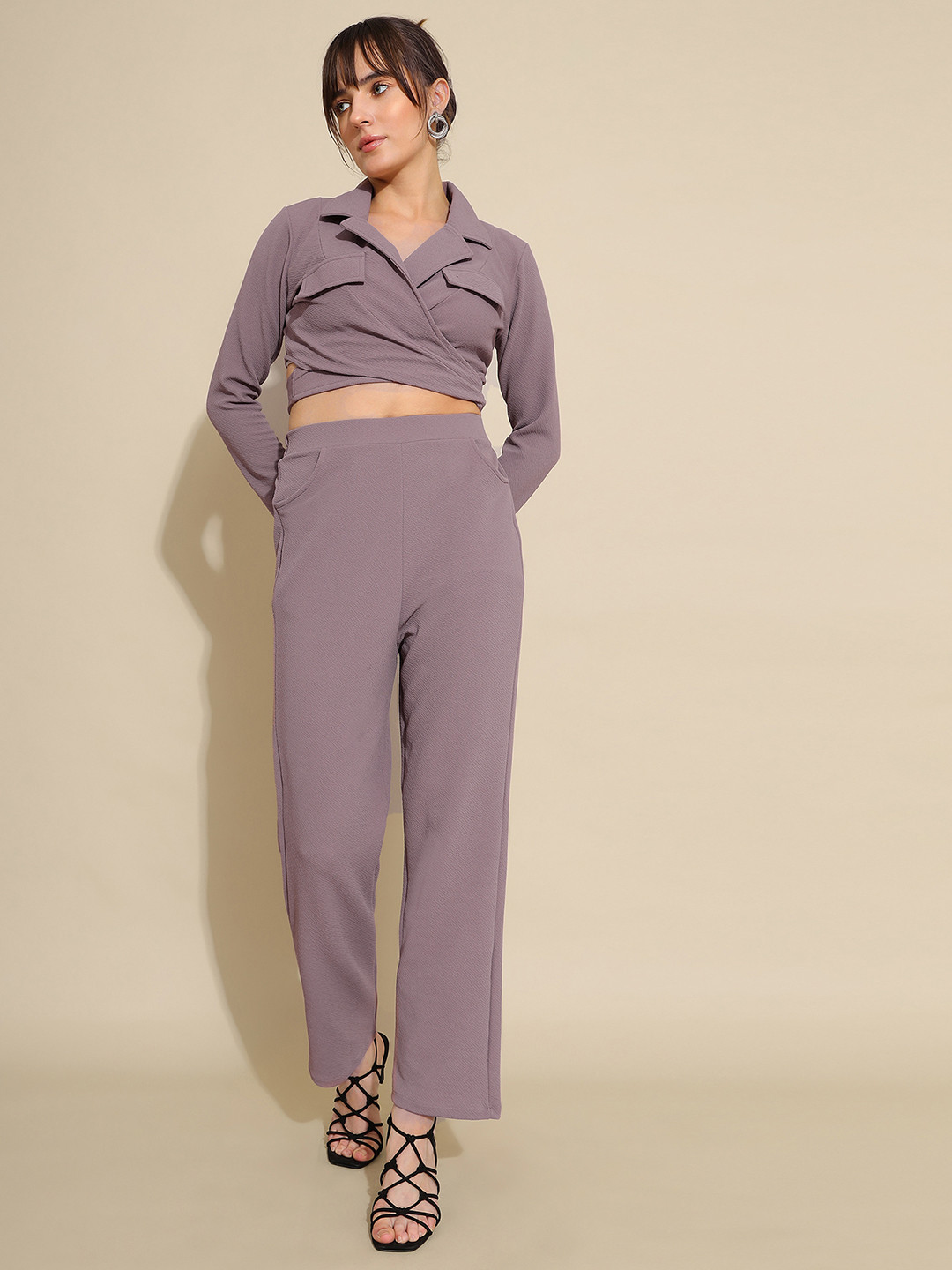 Moda Rapido Lapel Collar Top & Trousers