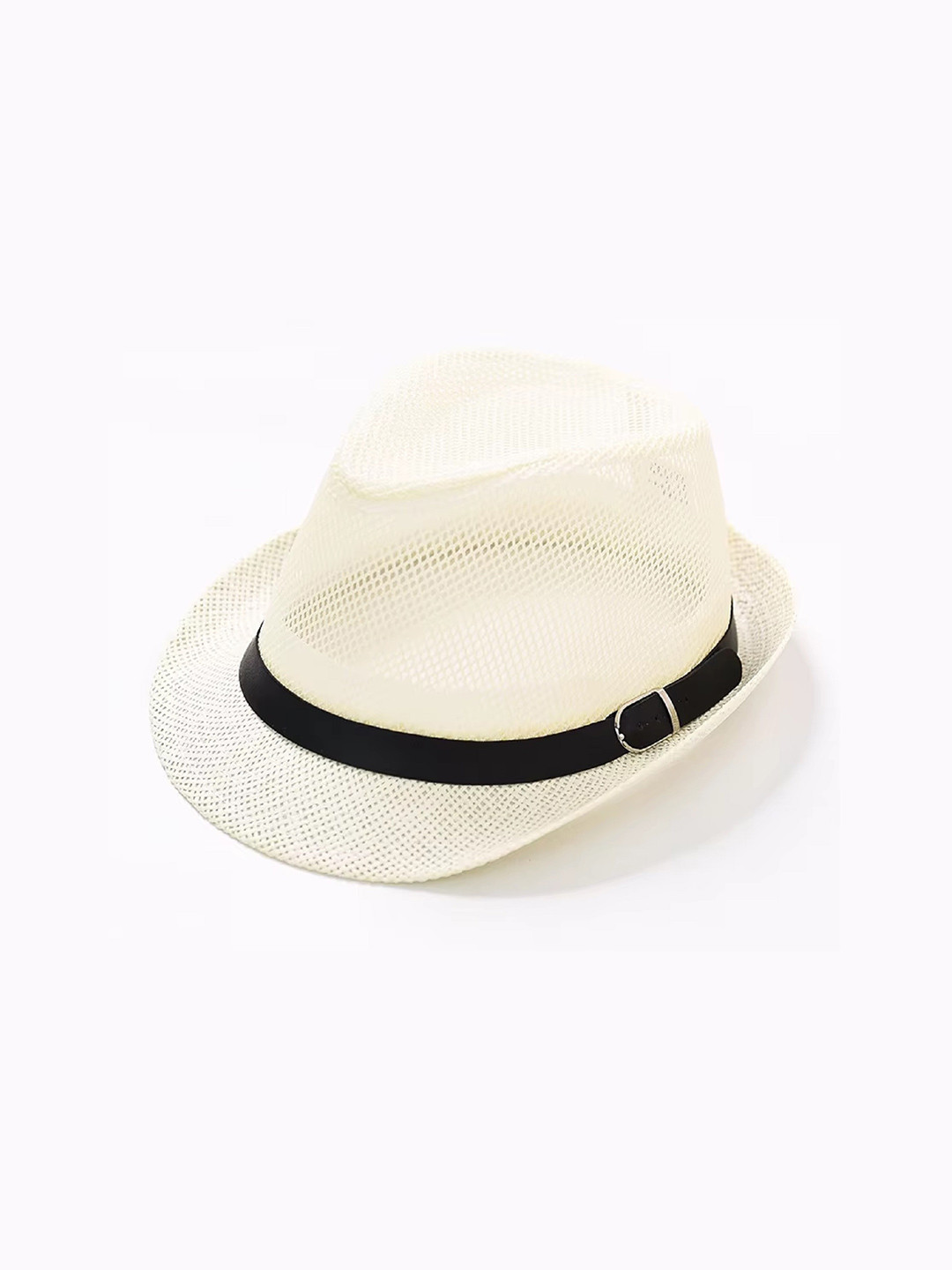 Zacharias Unisex Cream-Coloured Self Design Fedora Hat