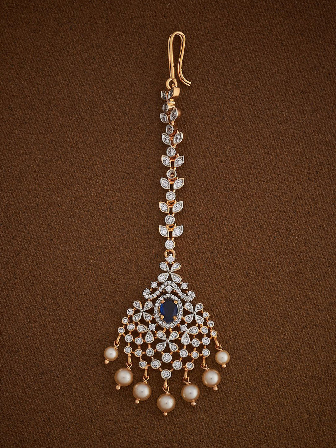 Kushal's Fashion Jewellery Rose Gold-Embellished Bridal Triangular Zircon Drop Earrings