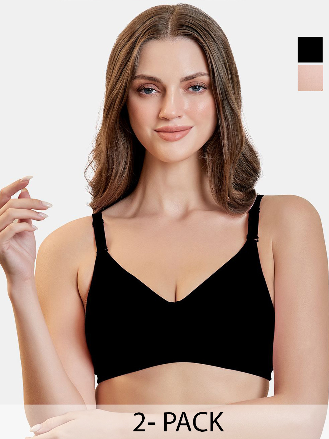 MAROON Cotton Blend Non Padded Full Coverage Seamless Wirefree Women Pack of 2 T-Shirt Bra