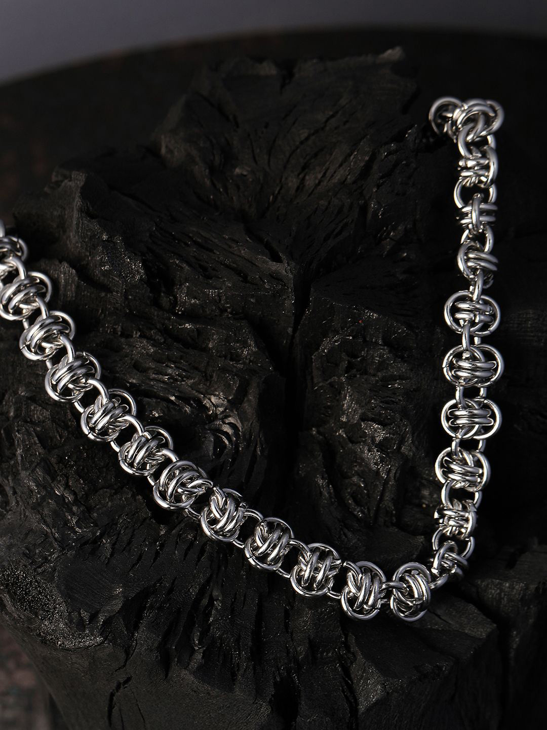French Accent Men Silver-Plated Knot Minimal Chain