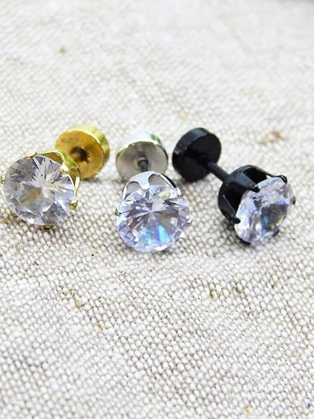 The Roadster Lifestyle Co. Men Set Of 3 Stainless Steel Single Ear Studs