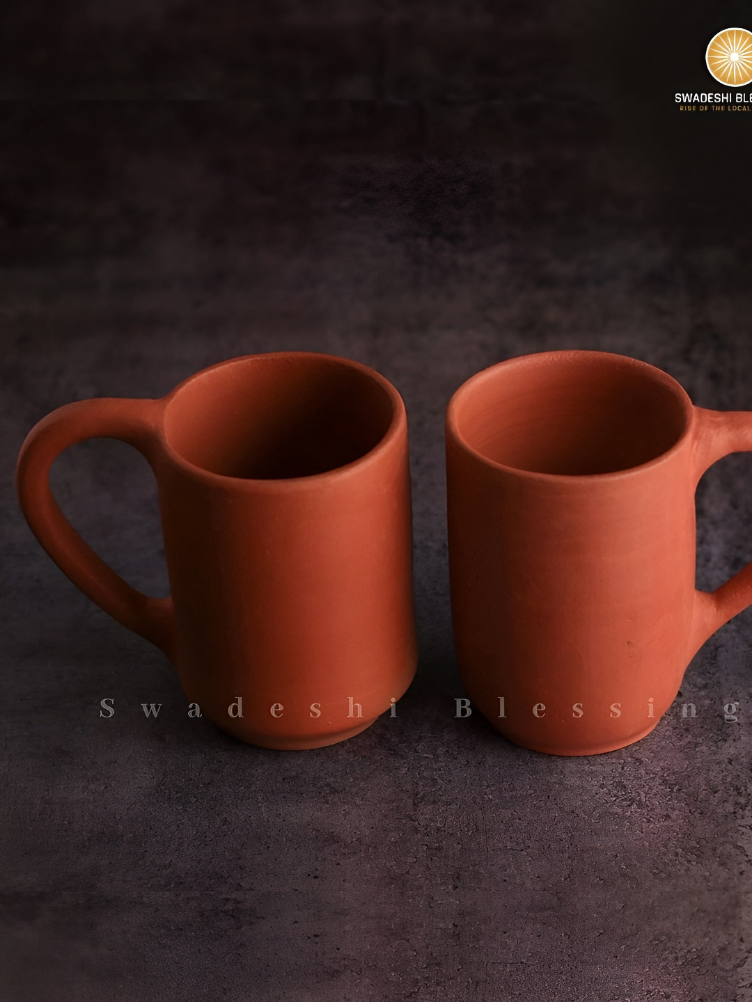 Swadeshi Blessings Laser Red Terracotta Microwave Safe 2 Piece Mugs-400ml