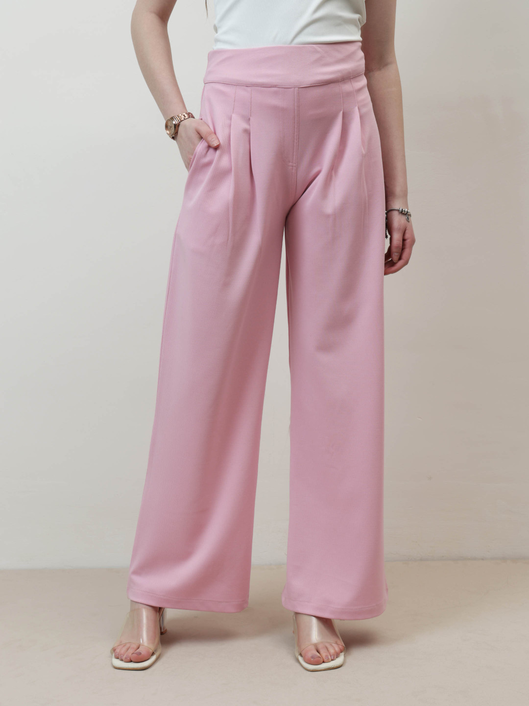 Athena Immutable Women Relaxed Straight Leg Easy Wash Pleated Trousers