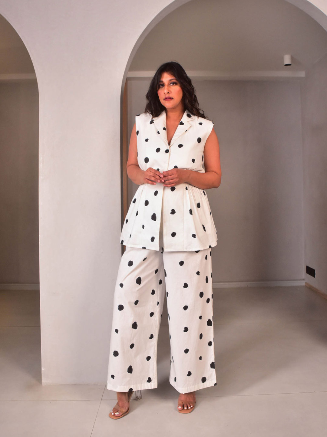 WHY SO BLUE Dottie Printed Pure Cotton Vest Top & Trousers