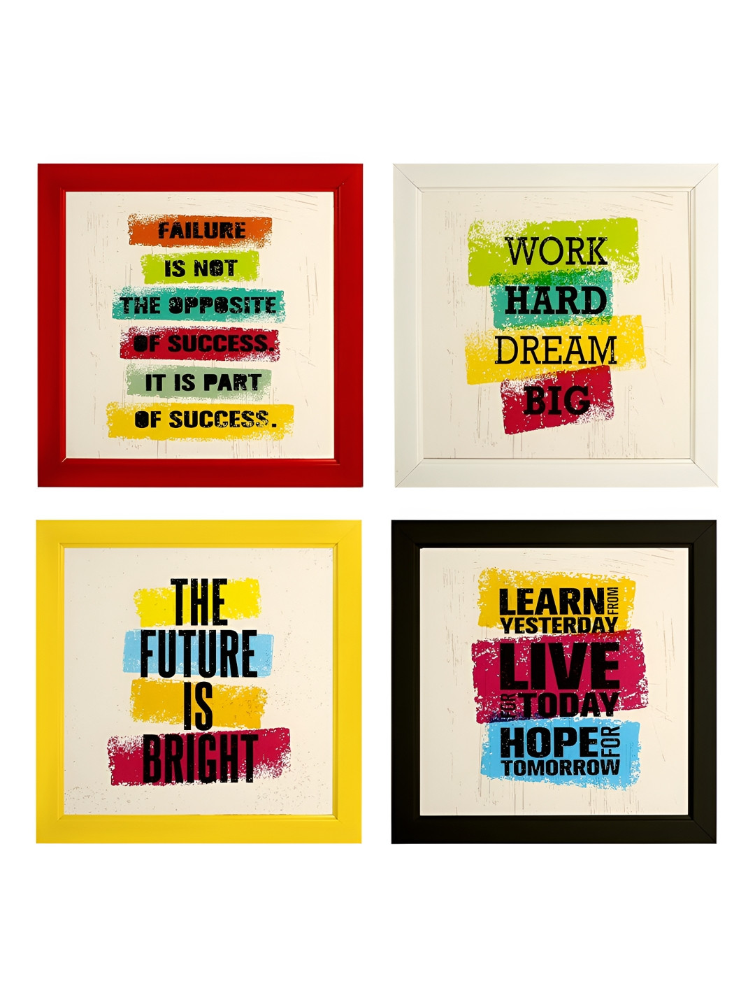 Indianara Wood 4 Piece Wall Square Paintings Wall Art -9 x 9In