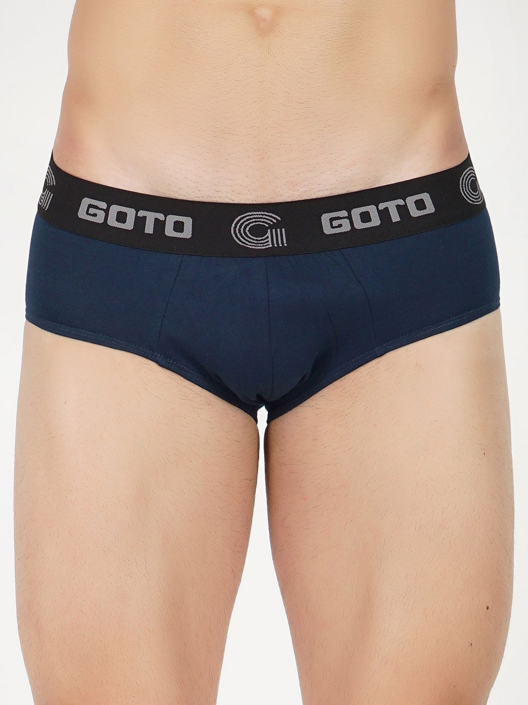 GOTO Mid-Rise Hipster Briefs COTTON BLENDED BRIEF OUTER ELASTIC BLUE